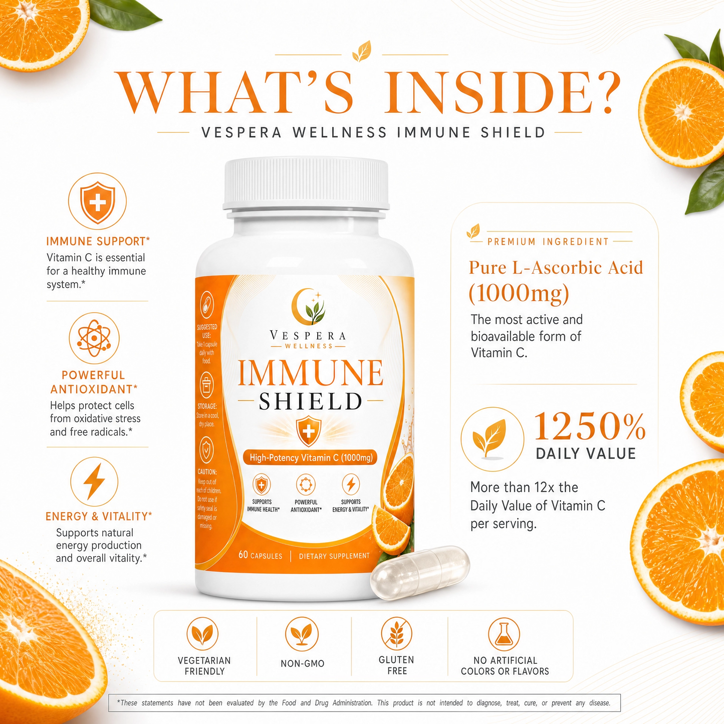 Vespera Immune Shield - Vitamin C - 60 Capsules - Vespera Wellness