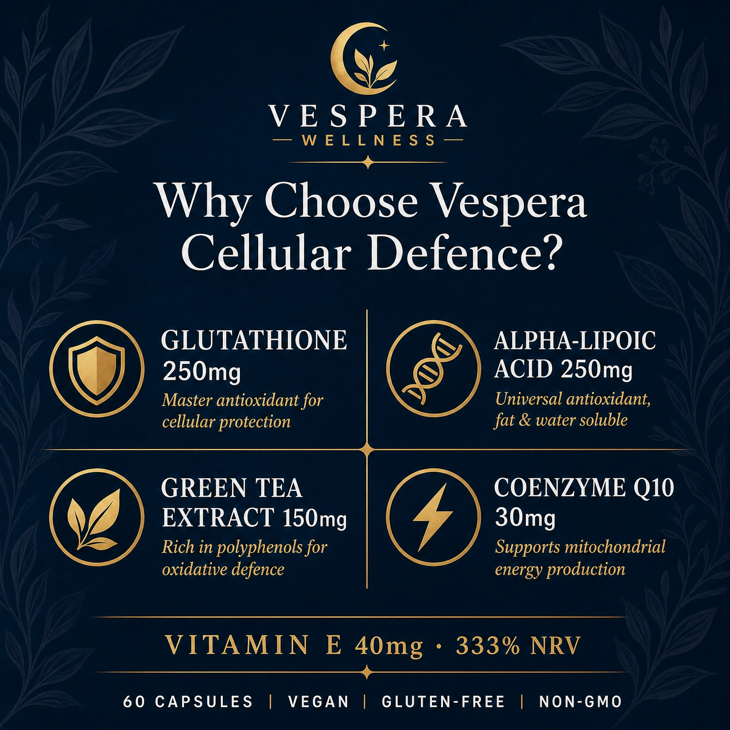 Vespera Cellular Defence – Antioxidant Complex - 60 Capsules - Vespera Wellness