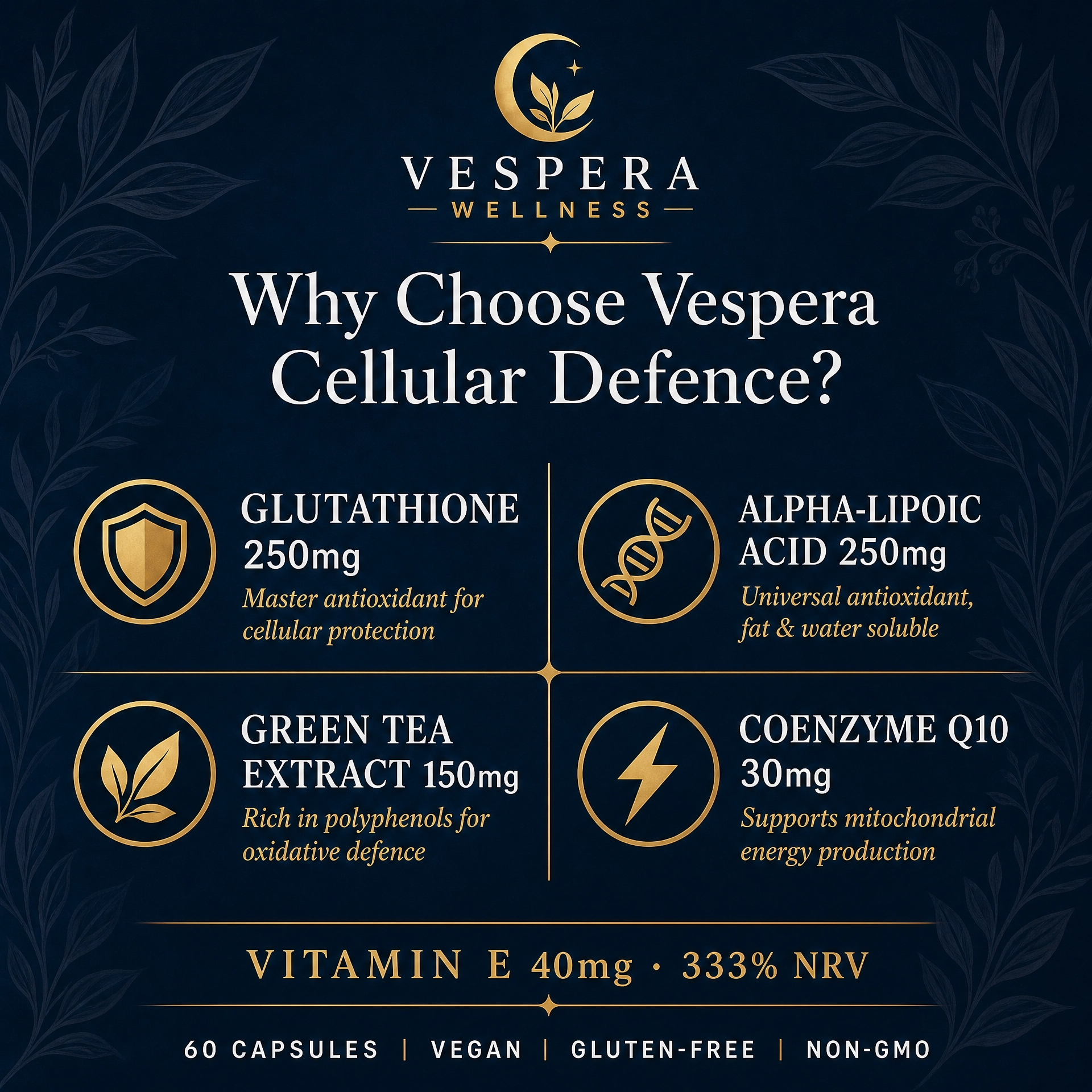 Vespera Cellular Defence – Antioxidant Complex - 60 Capsules - Vespera Wellness
