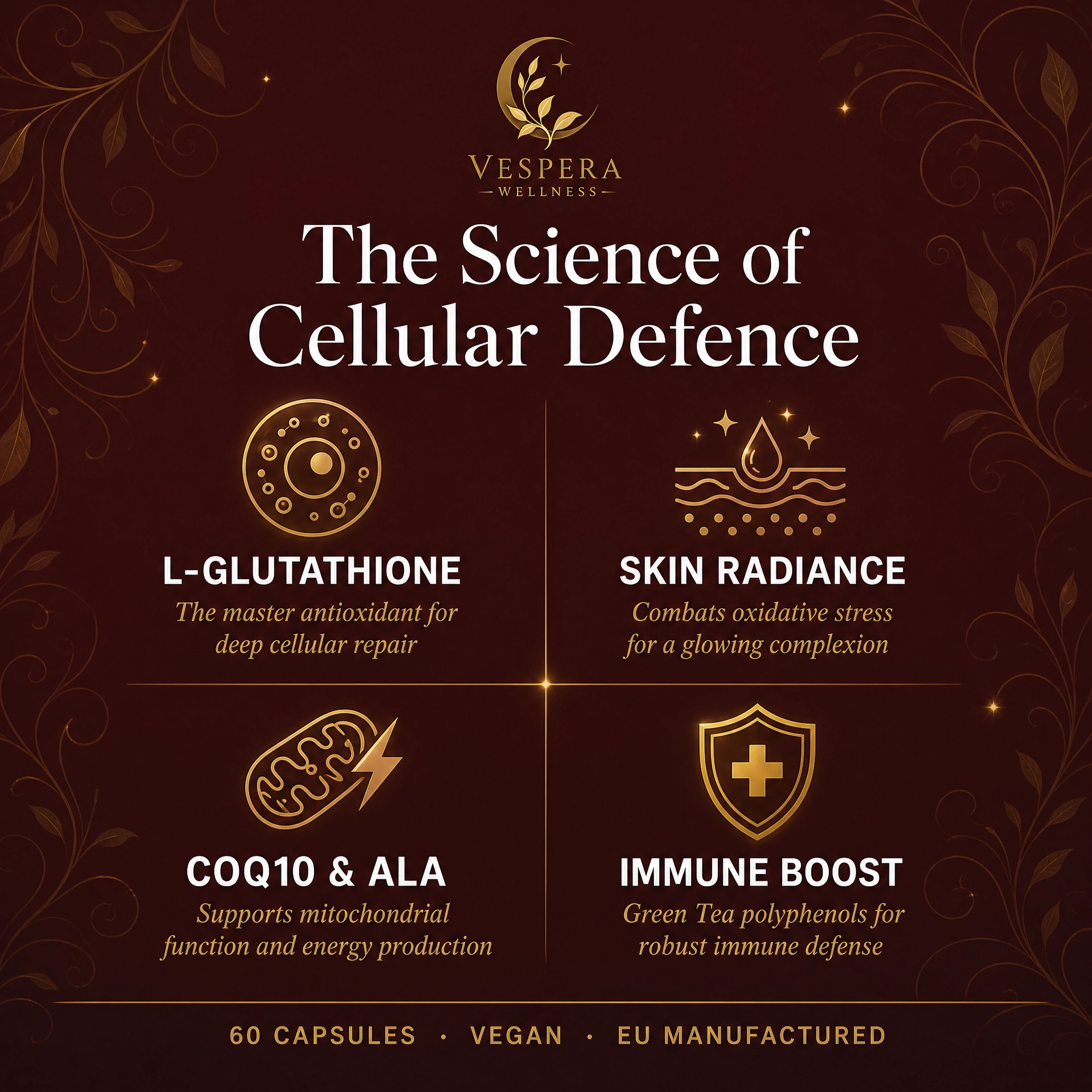 Vespera Cellular Defence – Antioxidant Complex - 60 Capsules - Vespera Wellness