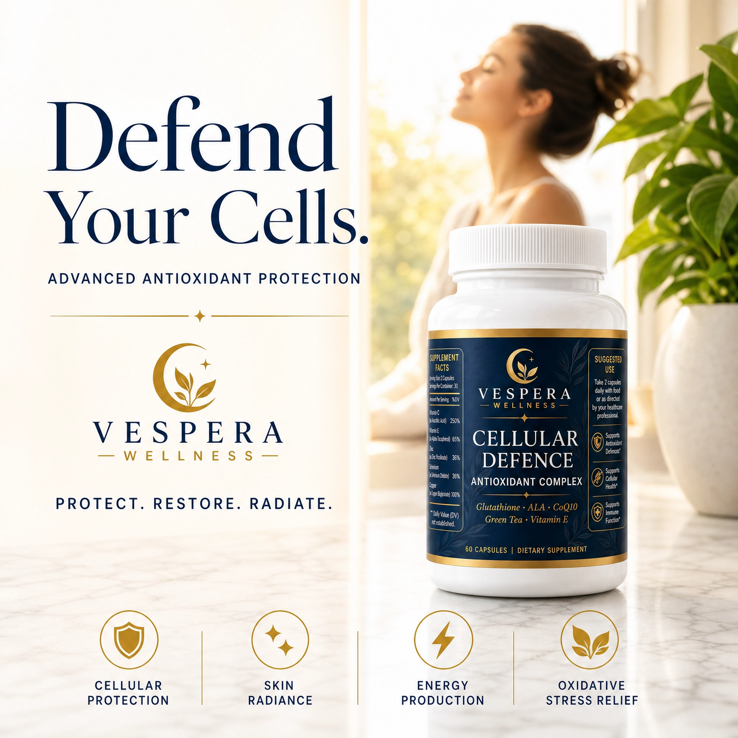 Vespera Cellular Defence – Antioxidant Complex - 60 Capsules - Vespera Wellness