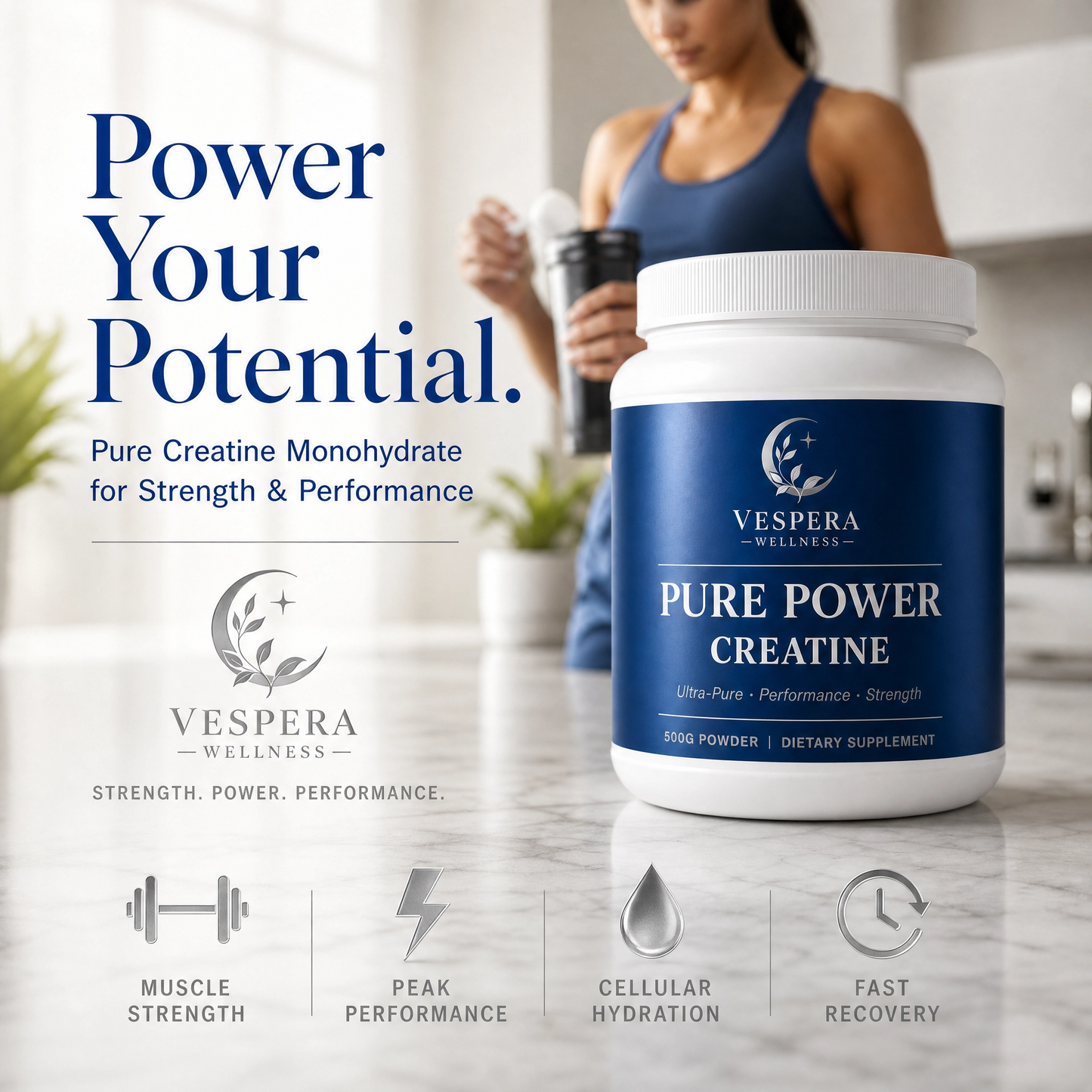 Vespera Pure Power – Creatine Monohydrate – 500g - Vespera Wellness