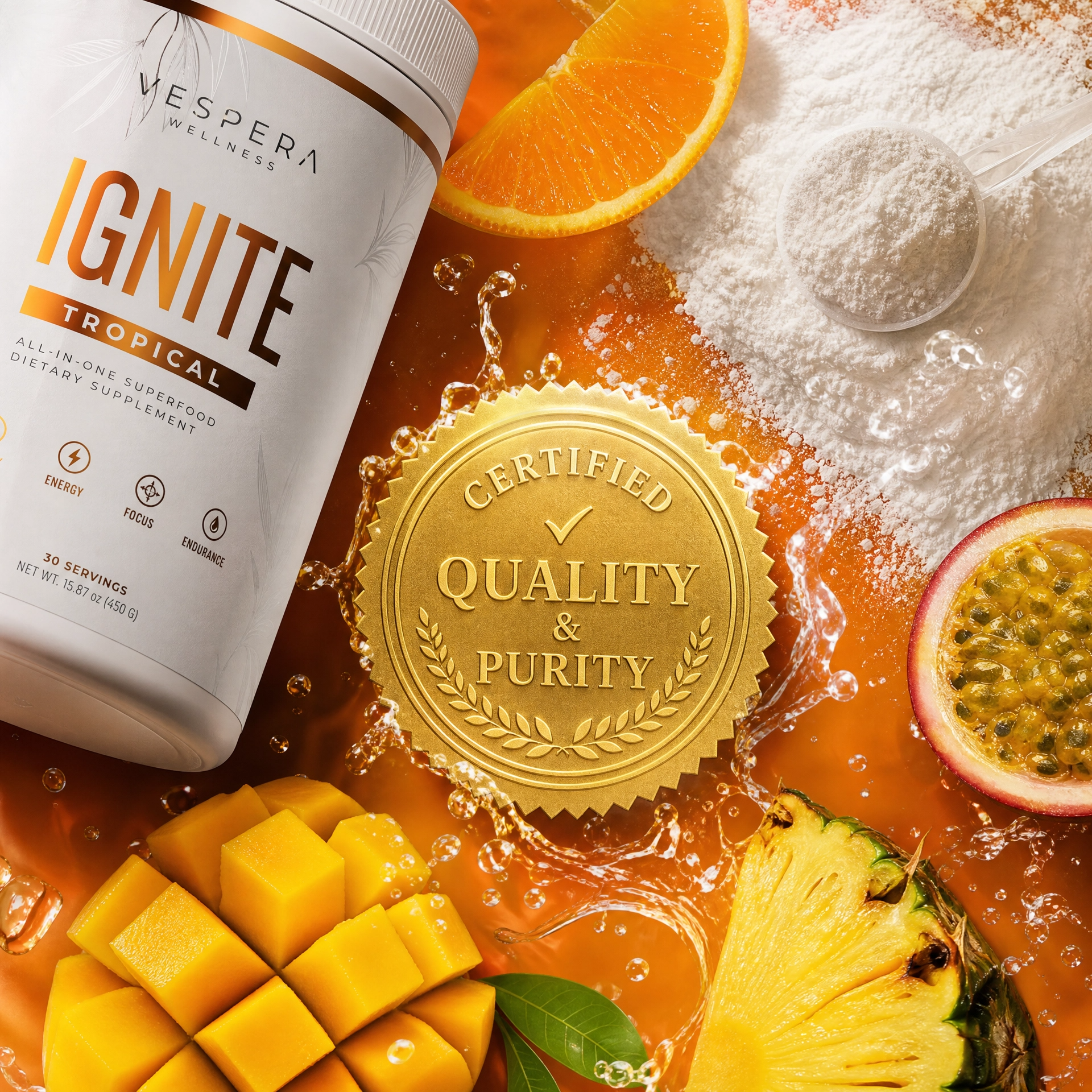 Vespera Ignite Tropical – Pre-Workout Booster Tropical - 500g - Vespera Wellness