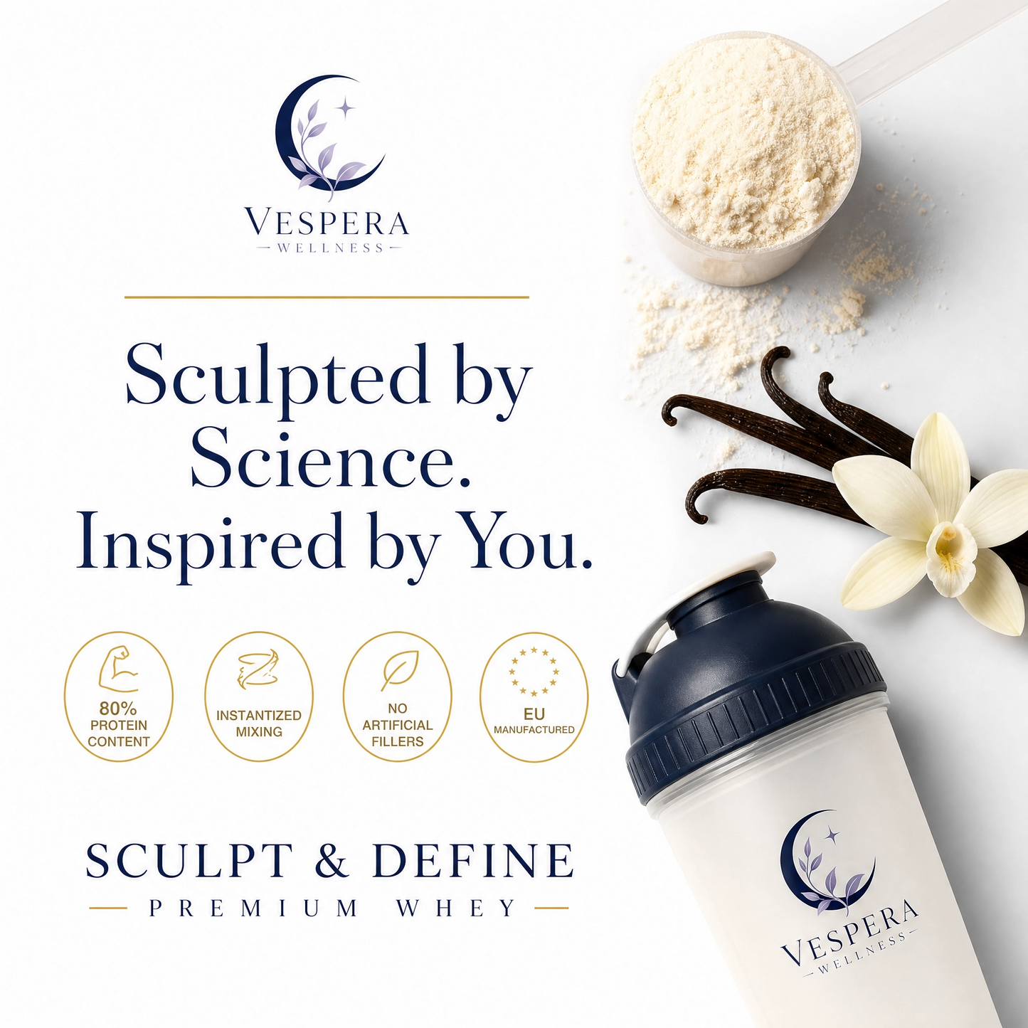 Vespera Sculpt & Define Premium Whey Protein Vanilla - 1000g - Vespera Wellness