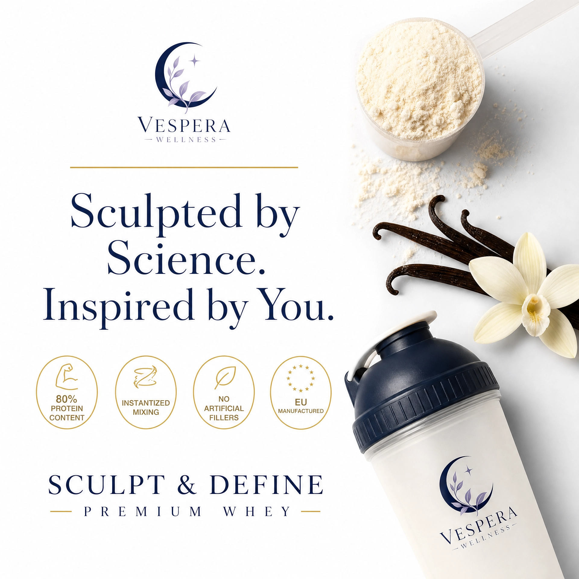 Vespera Sculpt & Define Premium Whey Protein Vanilla - 1000g - Vespera Wellness