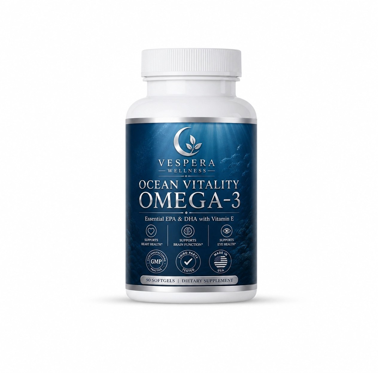 Vespera Ocean Vitality Omega-3 + Vitamin E  - 90 Capsules - Vespera Wellness
